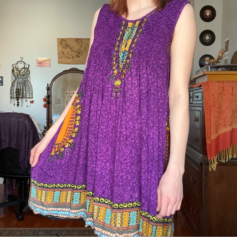 Advance Apparels Boho Hippie Flowy Printed Mini Dress